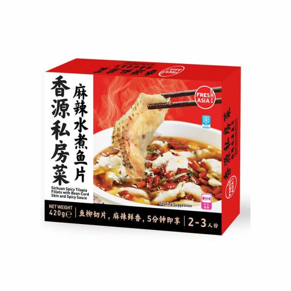 Frozen Food | FRESHASIA Sichuan Spicy Tilapia Fillets with Beancurd Skin and Spicy Sauce 420g Food Frozen Food