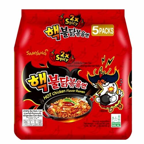 Instant Noodles | SAMYANG Halal Double Spicy Chicken Flavour Ramen Noodles 140g*5 Food Instant Noodles