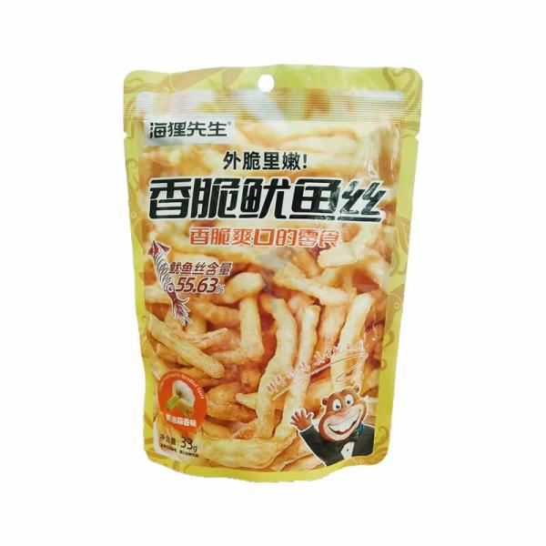 Snacks | HAILIXIANSHENG Crispy Squid Shreds-Butter Garlic 33g Food Snacks